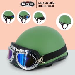 Thumbnail Mũ bảo hiểm nửa đầu thời trang, cao cấp GRO nhiều màu, kèm kính UV, phi công freesize 55-61cm 2