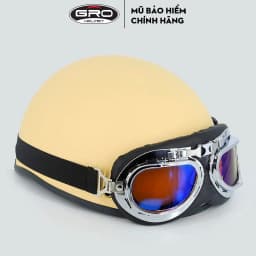 Thumbnail Mũ bảo hiểm nửa đầu thời trang, cao cấp GRO nhiều màu, kèm kính UV, phi công freesize 55-61cm 3