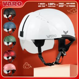 Thumbnail Mũ Bảo Hiểm Nửa Đầu Varo Kính Âm An Toàn Gọn Nhẹ - Nón Bảo Hiểm Có Kính Đi Mưa - Bảo Hành 12 Tháng 1