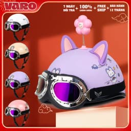 Thumbnail Mũ bảo hiểm nửa đầu VARO tem thỏ gấu dễ thương - Nón bảo hiểm 1/2 đầu freesize vòng đầu 54-59cm 1