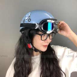 Thumbnail Mũ Bảo Hiểm Nửa Đầu VaroHelmet Tem Thỏ, Gấu Dễ Thương Kèm Kính Phi Công, Kính UV Chính Hãng 3