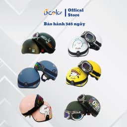 Thumbnail Mũ Bảo Hiểm Nửa Đầu Có Họa Tiết Kèm Kính Phi Công Thời Trang B'COLOR 1