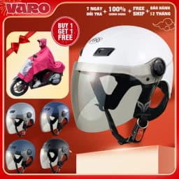 Thumbnail Mũ bảo hiểm nửa đầu có kính Varo A31 Trơn - Chính hãng - Bảo hành 1 năm 1