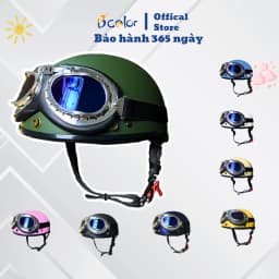 Thumbnail Mũ Bảo Hiểm Nửa Đầu Màu Trơn Kèm Kính Thời Trang Chính Hãng B'COLOR 1