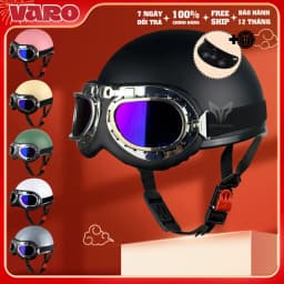 Thumbnail Mũ bảo hiểm nửa đầu VARO ép nhiệt viền lưới, Kính phi công-Nón Phi Công Chính Hãng 1
