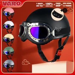Thumbnail Mũ bảo hiểm nửa đầu VARO ép nhiệt viền lưới-Nón Phi Công Cao Cấp BAO ĐẬP BAO TEST 1
