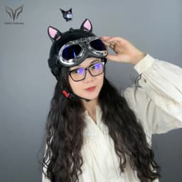 Thumbnail Mũ bảo hiểm nửa đầu VARO ép nhiệt viền lưới-Nón Phi Công Cao Cấp BAO ĐẬP BAO TEST 3