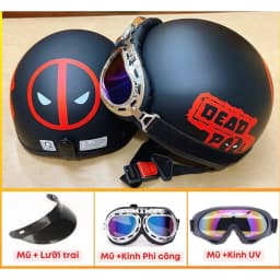 Thumbnail Mũ bảo hiểm phượt nửa đầu nhiều màu cao cấp có kính giá rẻ cho nam và nữ bảo hành 12 tháng có tem CR 3