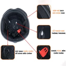 Thumbnail Mũ bảo hiểm trơn 1/2, nón bảo hiểm nửa đầu màu sơn trơn kính phi công, giá rẻ nhiều màu nam nữ siêu cute 2