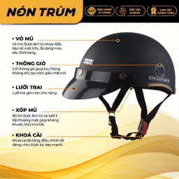 Thumbnail Mũ bảo hiểm xe máy 1/2 Rona haly luxury kèm kính phi công đồng chính hãng đi xe máy tại Nón Trùm 2