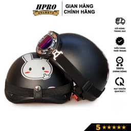 Thumbnail Mũ bảo hiểm xe máy Hpro Helmet thời trang, họa tiết Thỏ trắng đáng yêu, kiểu dáng nửa đầu 1/2 Freesize (55-59cm) 2