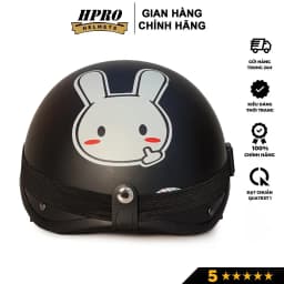 Thumbnail Mũ bảo hiểm xe máy Hpro Helmet thời trang, họa tiết Thỏ trắng đáng yêu, kiểu dáng nửa đầu 1/2 Freesize (55-59cm) 4
