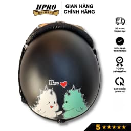 Thumbnail Mũ bảo hiểm xe máy Hpro Helmet thời trang, họa tiết Khủng Long cute, kiểu dáng nửa đầu 1/2 Freesize (55-59cm) 1