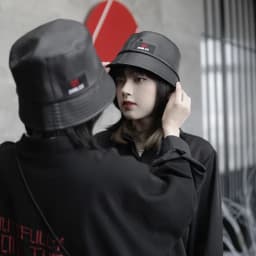 Thumbnail Mũ bucket unisex Zune.zx da đen trơn, Leather bucket 2