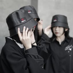 Thumbnail Mũ bucket unisex Zune.zx da đen trơn, Leather bucket 3