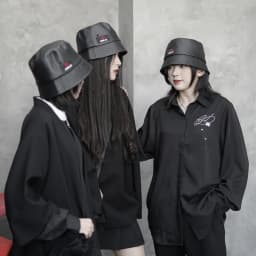 Thumbnail Mũ bucket unisex Zune.zx da đen trơn, Leather bucket 4