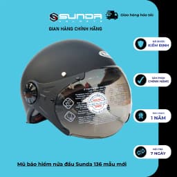 Thumbnail Mũ nón bảo hiểm nửa đầu Sunda 136 mẫu mới nhiều màu chính hãng có kính 1