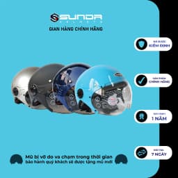 Thumbnail Mũ nón bảo hiểm nửa đầu Sunda 136 mẫu mới nhiều màu chính hãng có kính 4