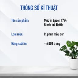 Thumbnail Mực In Epson T774 Black Ink Bottle Màu In Bền Bỉ 2