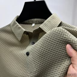 Thumbnail Nam Ice Silk Polo Áo Sơ Mi Tay Ngắn Áo Thun Công Sở Nút Cổ Áo Màu Trơn Paul Rời Top Kemeja Baju Lelaki XC2522 1