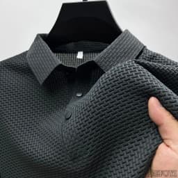 Thumbnail Nam Ice Silk Polo Áo Sơ Mi Tay Ngắn Áo Thun Công Sở Nút Cổ Áo Màu Trơn Paul Rời Top Kemeja Baju Lelaki XC2522 2