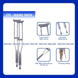 Thumbnail Nạng chống nách OROMI C11/C12 nhập khẩu - Chất liệu inox/nhôm, cao su mềm - Dụng cụ hỗ trợ người khuyết tật 1