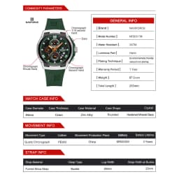 Thumbnail Naviforce Chronograph Đồng hồ đeo tay Thương hiệu hàng đầu Thể thao sang trọng Đồng hồ nam quân đội Ngày tự động thạch anh Chống nước Đồng hồ nam nguyên bản 2