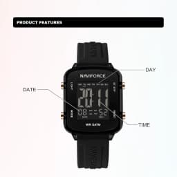 Thumbnail Naviforce NF7120 Màn hình LCD chống nước thể thao dành cho nữ Lịch vuông đơn giản Dây đeo silicon điện tử Đồng hồ đeo tay nữ 4