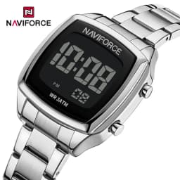 Thumbnail Naviforce Nữ Đồng Hồ Điện Tử LCD Màn Hình Kỹ Thuật Số Dạ Quang Đồng Hồ Đeo Tay Nữ 3ATM Dây Thép Chống Thấm Nước Đồng Hồ Nữ 1