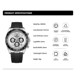 Thumbnail Naviforce Đồng hồ nguyên bản dành cho nam Dây silicon thể thao thông thường Chronograph Đồng hồ đeo tay dạ quang 2