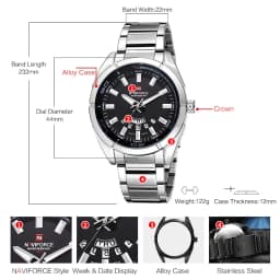 Thumbnail Naviforce Đồng Hồ quartz Chống Thấm Nước 30m Chất Liệu Thép Không Gỉ Phong Cách Doanh Nhân Cho Nam 2
