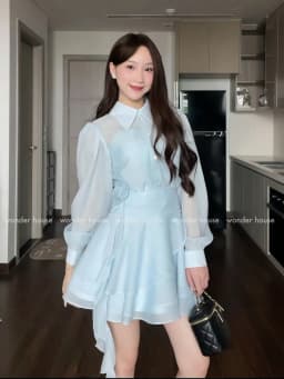 Thumbnail Nesi Dress Wonderhouse Đầm thiết kế sơ tay dài dáng xòe tua rua chất vải dày dặn dự tiệc, dạo phố sang trọng nữ tính 2