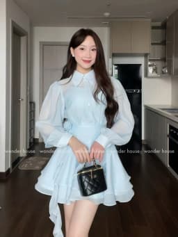 Thumbnail Nesi Dress Wonderhouse Đầm thiết kế sơ tay dài dáng xòe tua rua chất vải dày dặn dự tiệc, dạo phố sang trọng nữ tính 4
