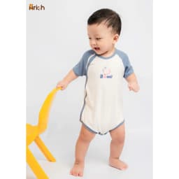 Thumbnail Newborn - 18 tháng , Body chip cộc tay cài lệch Arich phối hình in cho bé trai, bé gái 4