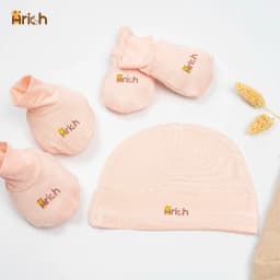 Thumbnail Newborn-Set bao tay bao chân vải sợi tre màu trơn Arich (CHỈ GỒM BAO TAY VÀ BAO CHÂN, K CÓ MŨ) 1