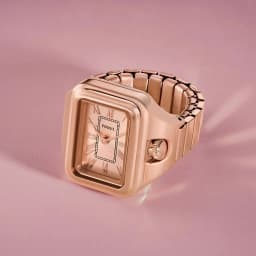 Thumbnail Nhẫn đồng hồ nữ Fossil RAQUEL WATCH RING ES5345 dây thép không gỉ - màu vàng hồng 2