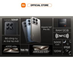 Thumbnail [NHẬP MÃ XM500 GIẢM 500K] Điện thoại thông minh Xiaomi 14T Pro (12+512GB) | Light Fusion 900 | MD 9300+ | Pin 5000mAh 2