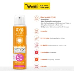Thumbnail Nhũ Tương Chống Nắng Chịu Nước Dạng Xịt SPF50 Eva Sun 120ml Dành Cho Da Nhạy Cảm EUPC STORE 2