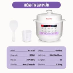 Thumbnail Nồi áp suất điện đa năng Masuto MS PC05 10 chức năng nấu, chế độ nấu mở nắp riêng biệt, bảo hành 12 tháng 1 đổi 1 3