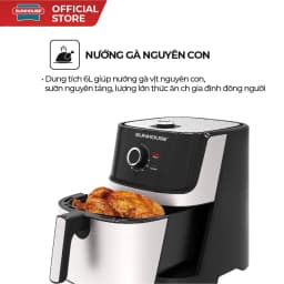 Thumbnail Nồi chiên không dầu 6L Sunhouse SHD4027 - Chiên gà vịt nguyên con - Hẹn giờ tới 60 phút, tự ngắt khi quá nhiệt 4