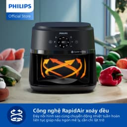 Thumbnail Nồi Chiên Không Dầu Điện Tử Philips NA220/00 4.2 lít |1500W| Cửa Sổ Kính, - Hàng Chính Hãng 2
