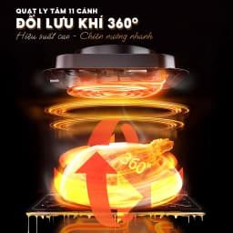 Thumbnail Nồi Chiên Không Dầu Masuto MSKing 6L-1700W 2 Tầng Đốt,Nồi Chiên Hơi Nước Phun Sương Vỏ Thép Cacbon Chiên Nướng Gà 4