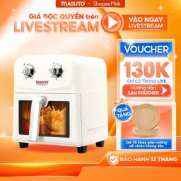 Thumbnail Nồi Chiên Không Dầu Masuto MSChef 6L cửa sổ kính vỏ máy kim loại 1500W Đa Năng An Toàn Live 1