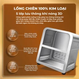Thumbnail Nồi Chiên Không Dầu Masuto MSChef 6L cửa sổ kính vỏ máy kim loại 1500W Đa Năng An Toàn Live 2