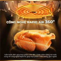 Thumbnail Nồi Chiên Không Dầu Masuto MSChef 6L cửa sổ kính vỏ máy kim loại 1500W Đa Năng An Toàn Live 4