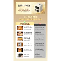 Thumbnail Nồi Chiên Không Dầu Masuto MSKing 6L-1700W 2 Tầng Đốt, Nồi Chiên Hơi Nước Phun Sương Vỏ Thép Cacbon 100% 4