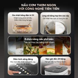Thumbnail Nồi cơm cao tần AQUA RIH401R 1.5L, điều khiển cảm ứng 8 chế độ nấu, hẹn giờ 24 tiếng 2