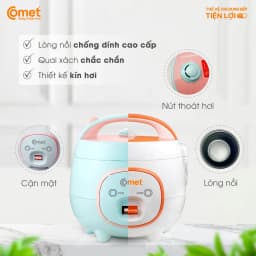 Thumbnail Nồi cơm điện mini 0,8L nắp gài COMET - CM8006 4