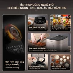 Thumbnail Nồi cơm điện tử AQUA RBC401R 1.5L, điều khiển cảm ứng 10 chế độ nấu, hẹn giờ 24 tiếng 2