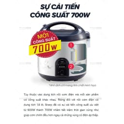 Thumbnail Nồi Cơm Điện Nắp Gài Sharp KS-19TJV "BC" [Lòng Nhôm Chống Dính] - BH 12 Tháng 1